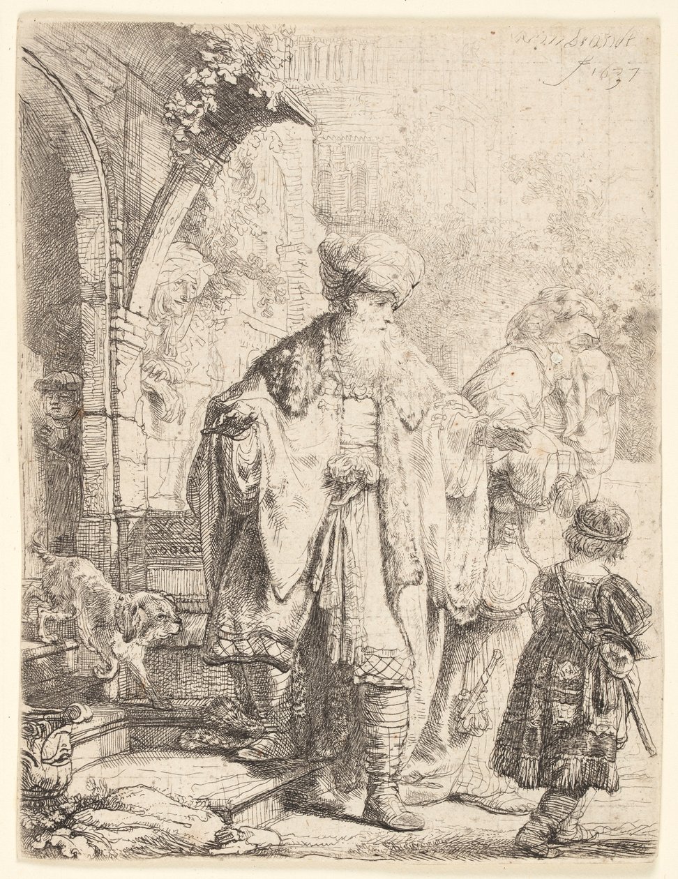Abraham karkotti Hagarin ja Ismaelin tekijältä Rembrandt van Rijn