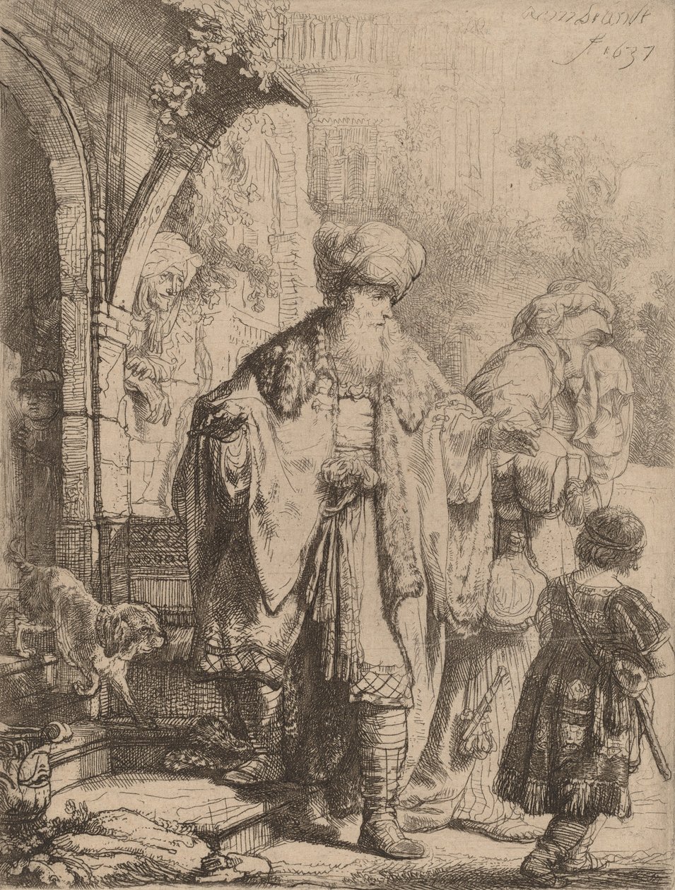 Abraham karkottaa Hagarin ja Ismaelin, 1637. tekijältä Rembrandt van Rijn