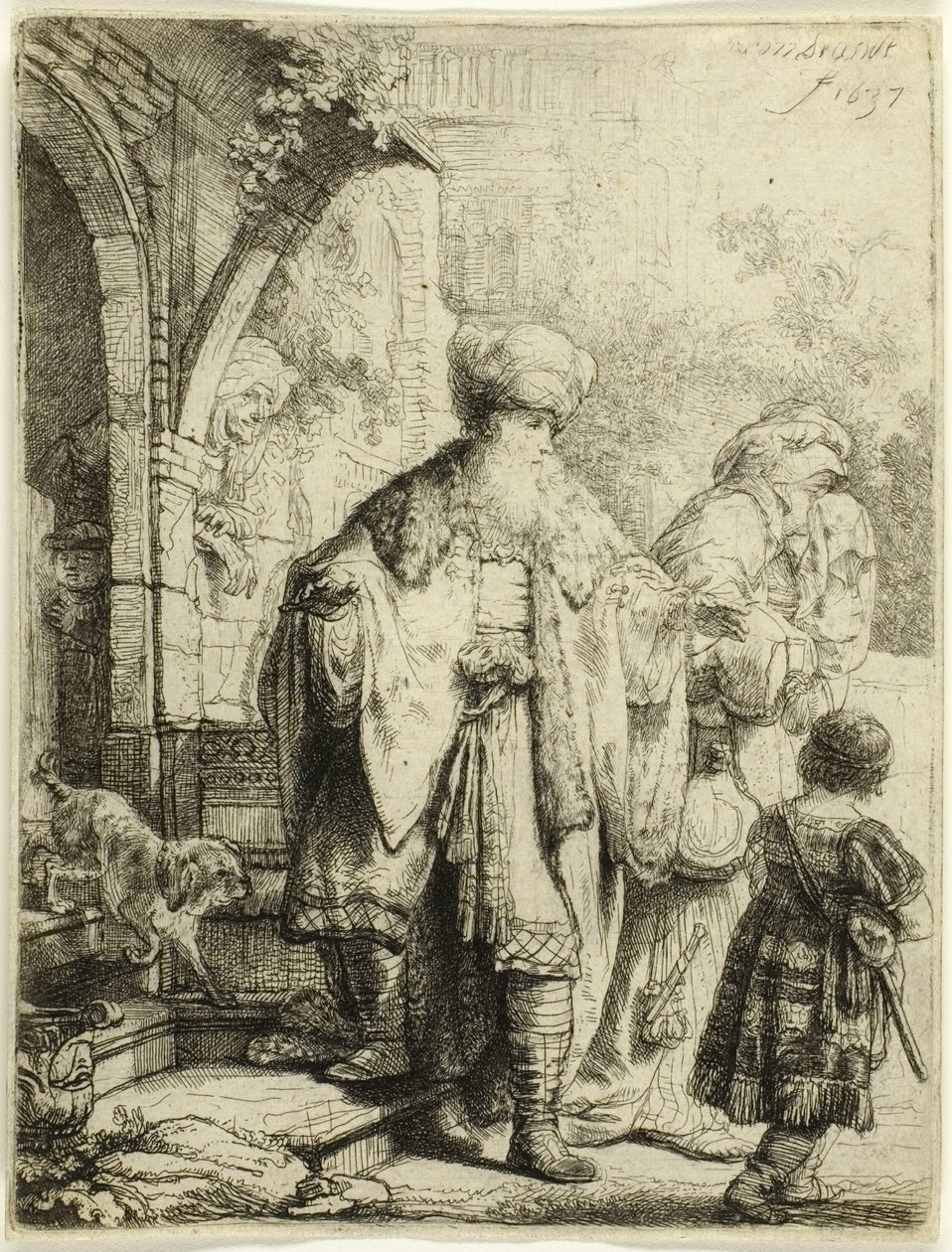 Abraham karkotti Hagarin ja Ismaelin tekijältä Rembrandt van Rijn