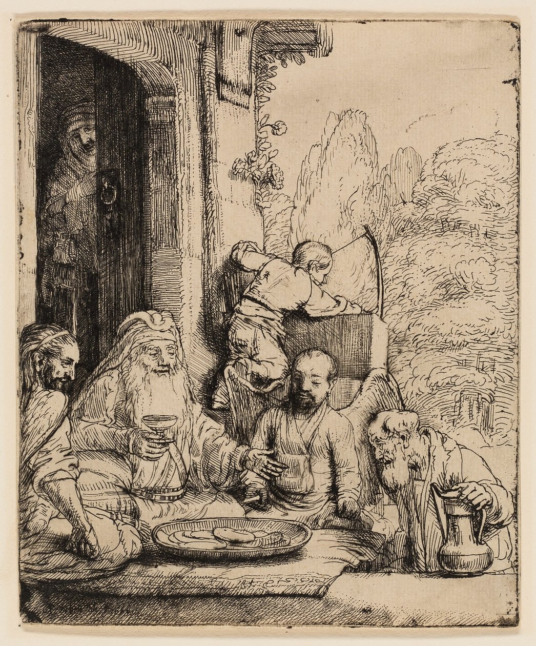Abraham viihdyttää enkeleitä tekijältä Rembrandt van Rijn
