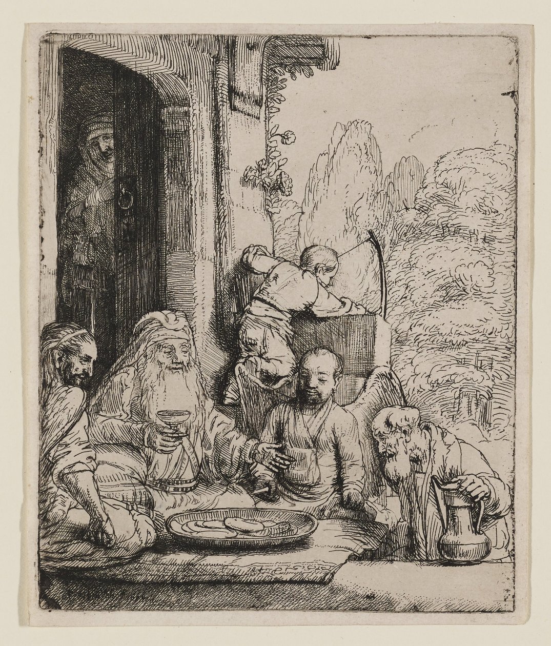 Abraham viihdyttää enkeleitä tekijältä Rembrandt van Rijn
