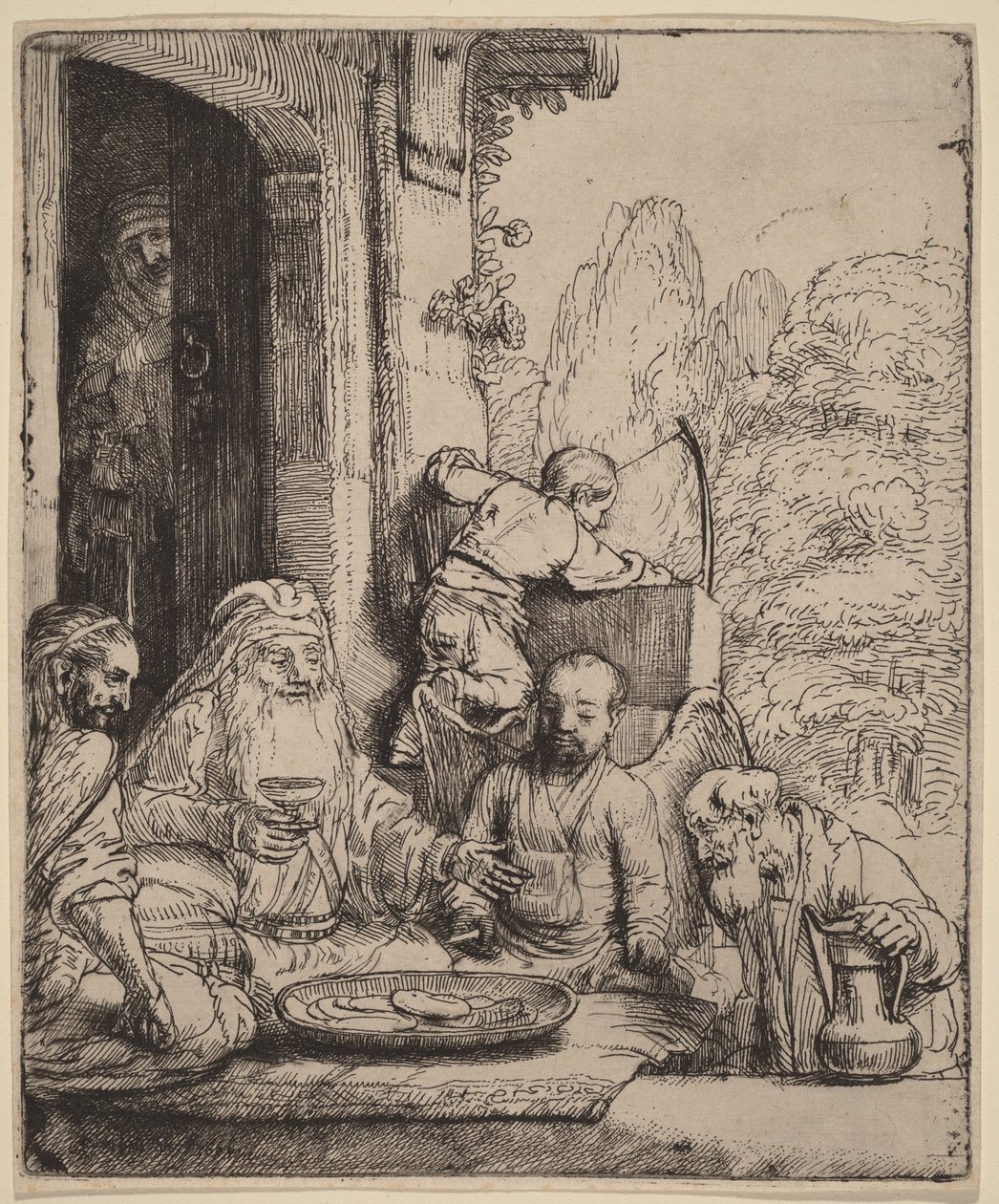Abraham viihdyttää enkeleitä tekijältä Rembrandt van Rijn