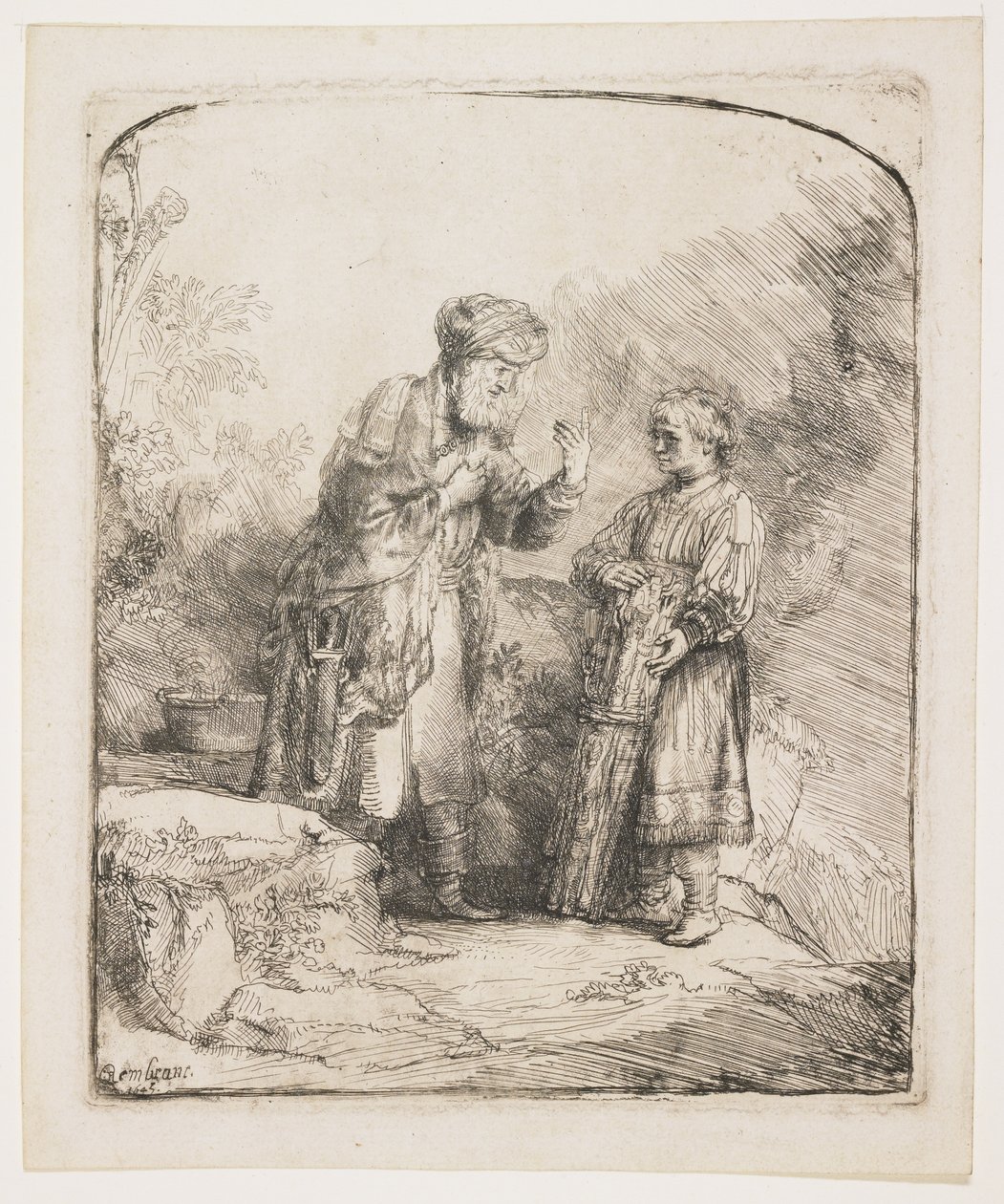 Abraham ja Iisak, 1645 tekijältä Rembrandt van Rijn