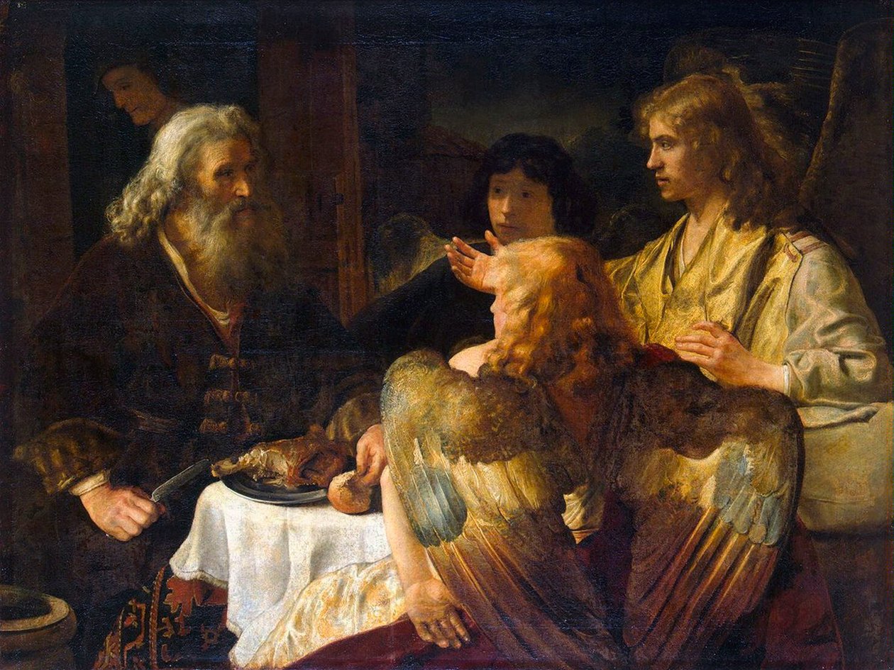 Abraham ja kolme enkeliä, 1630-luku. tekijältä Rembrandt van Rijn