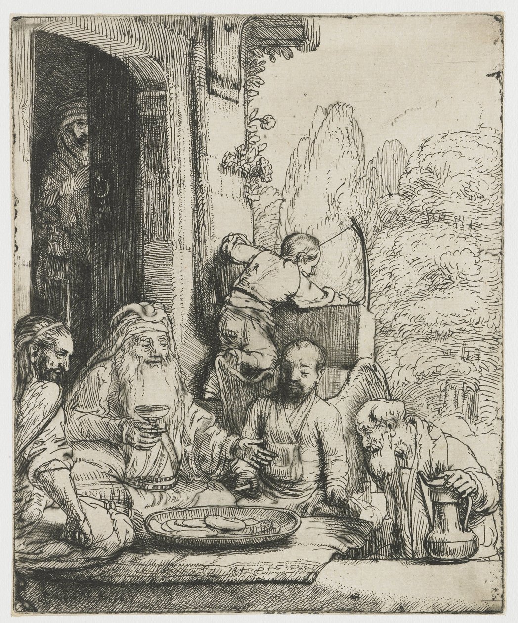 Abraham viihdyttää enkeleitä tekijältä Rembrandt van Rijn
