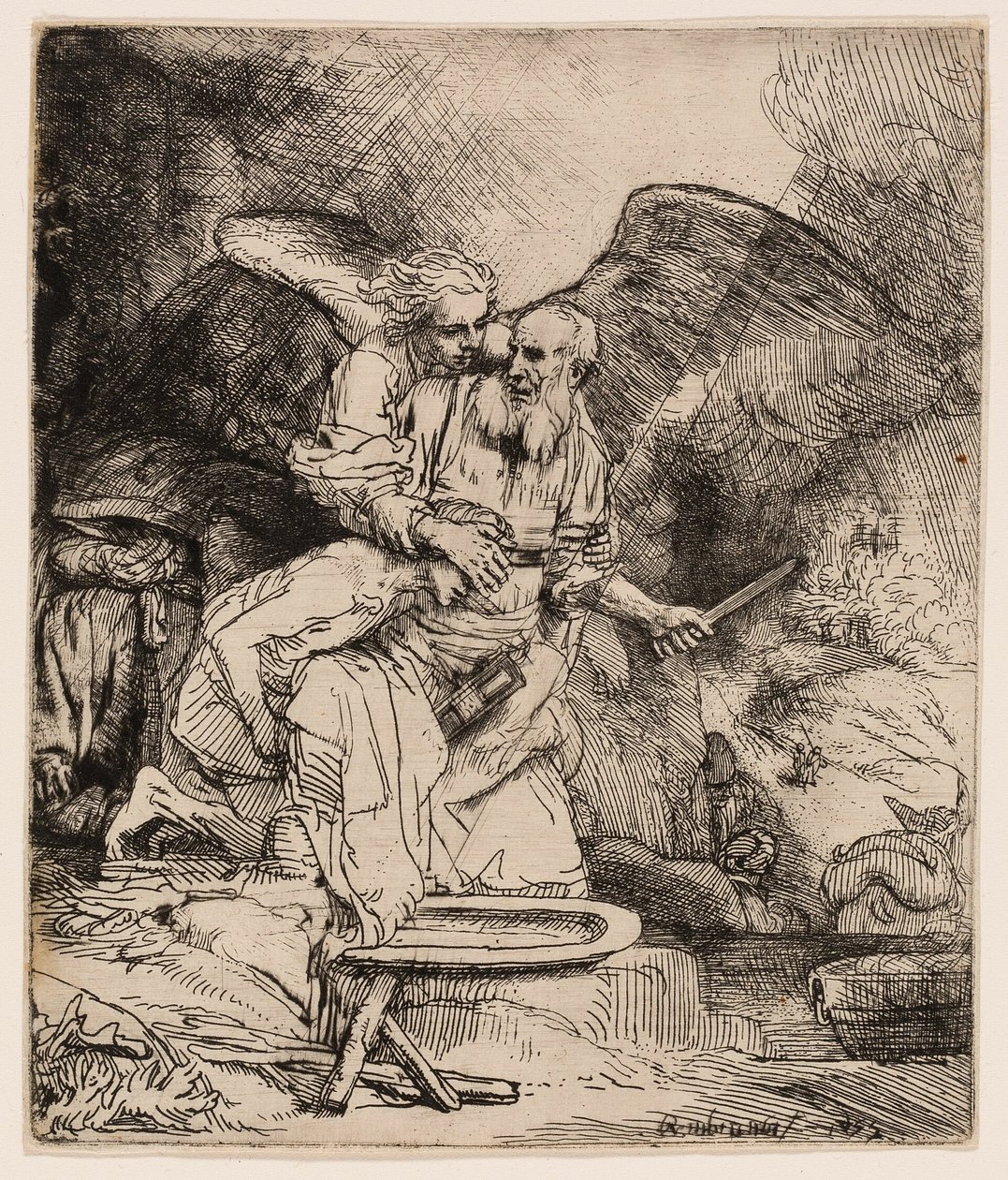Aabrahamin uhri tekijältä Rembrandt van Rijn