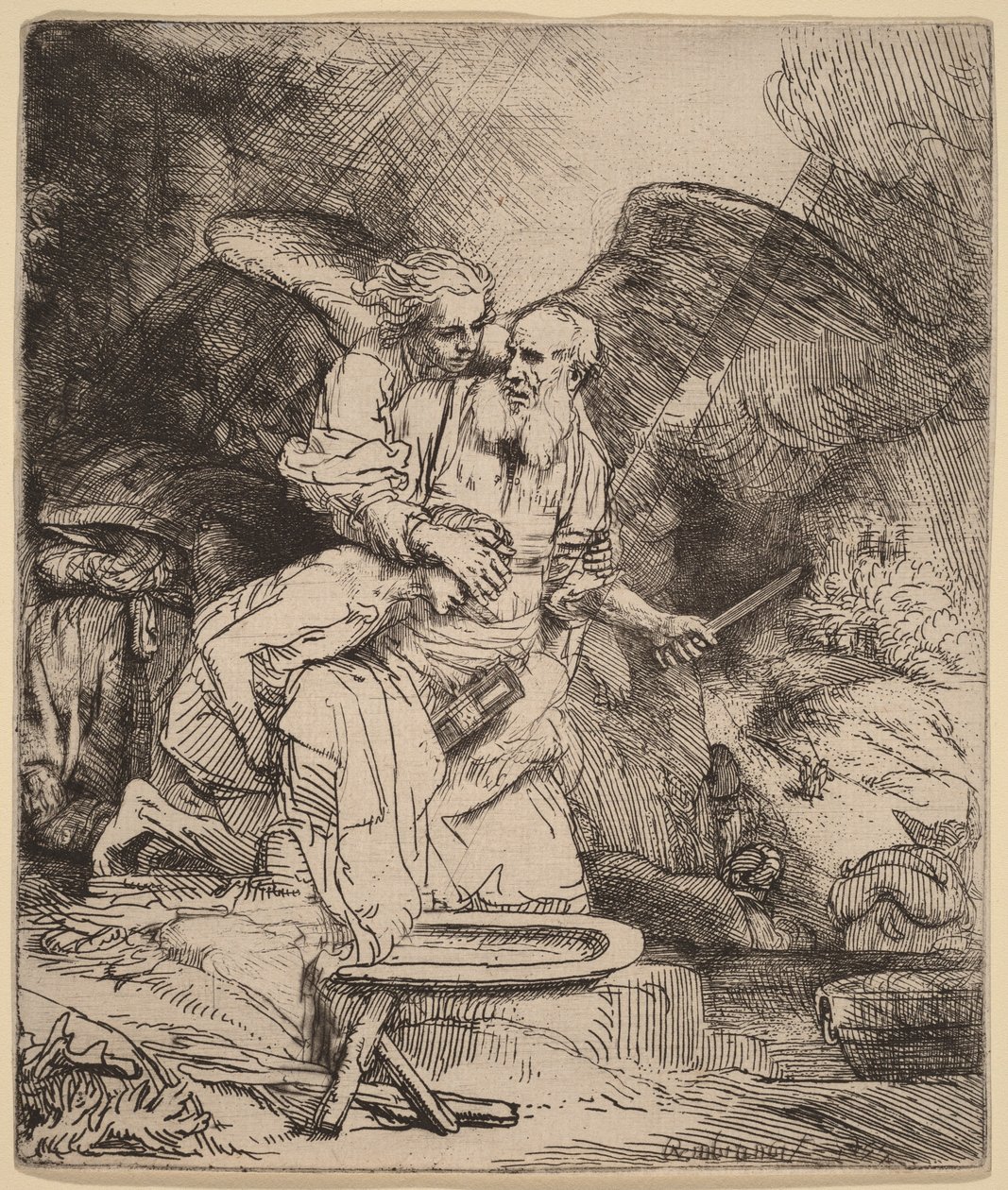Aabrahamin uhraus tekijältä Rembrandt van Rijn