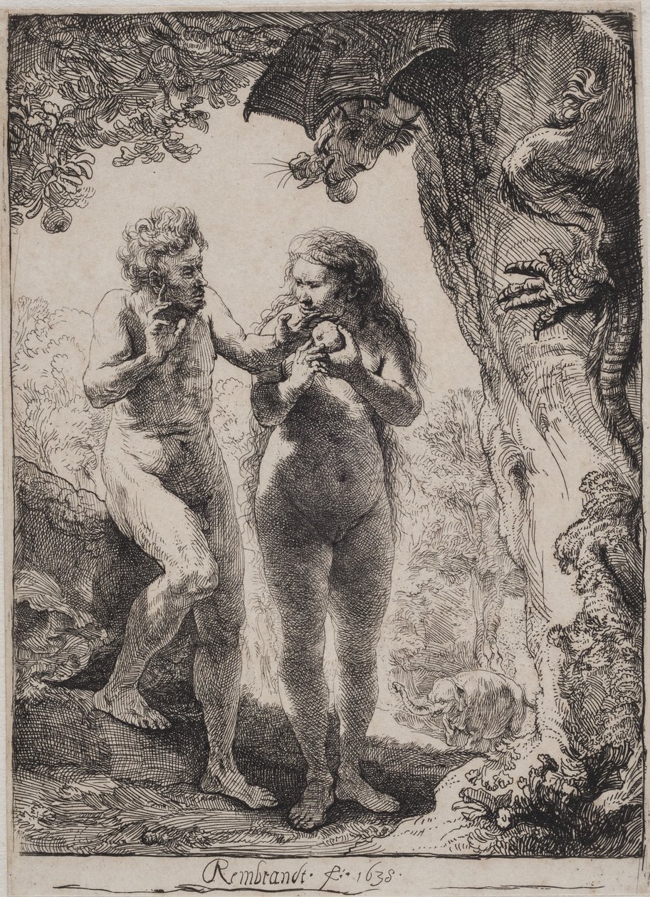 Aatami ja Eeva tekijältä Rembrandt van Rijn