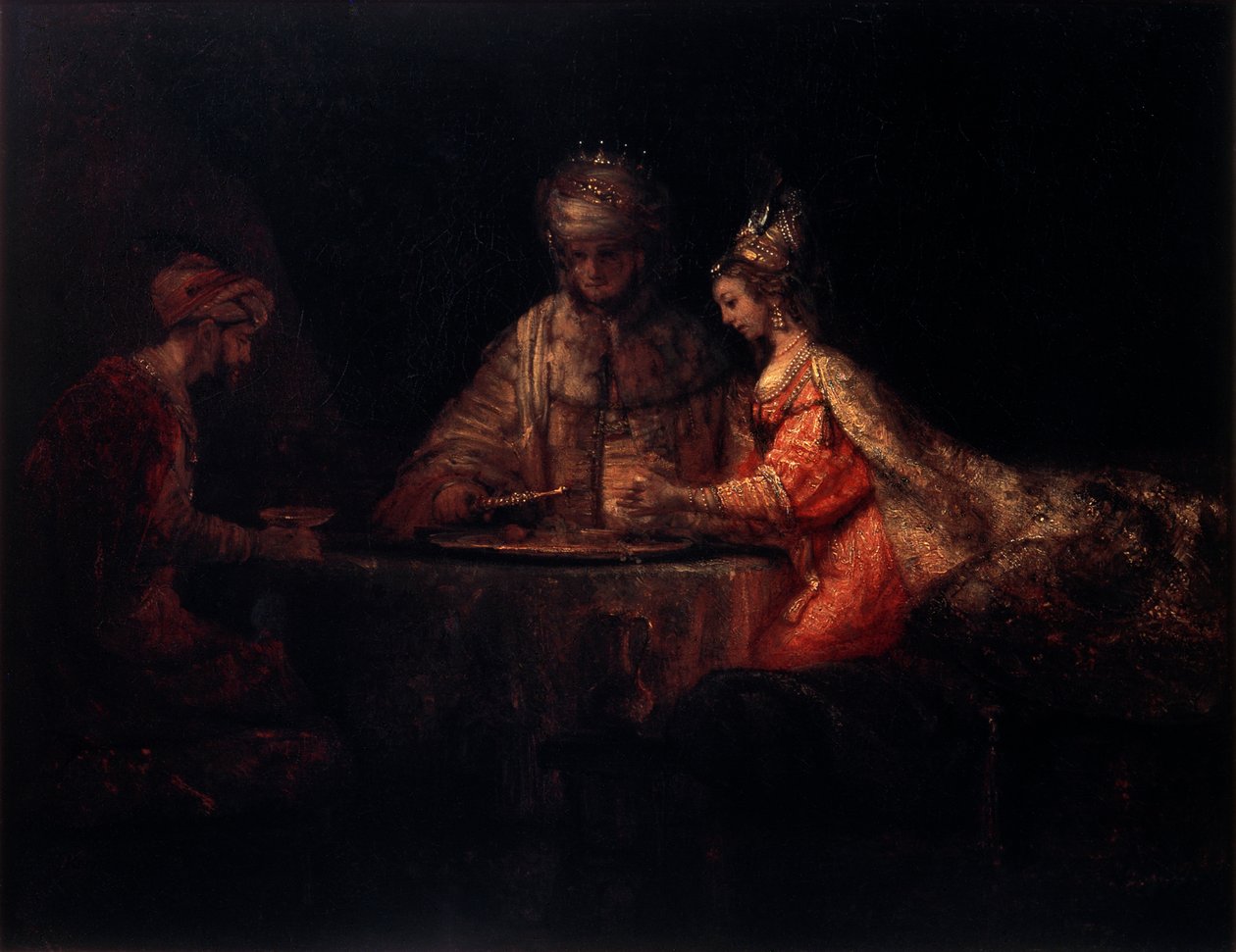 Ahasverus, Haman ja Ester, 1660. tekijältä Rembrandt van Rijn