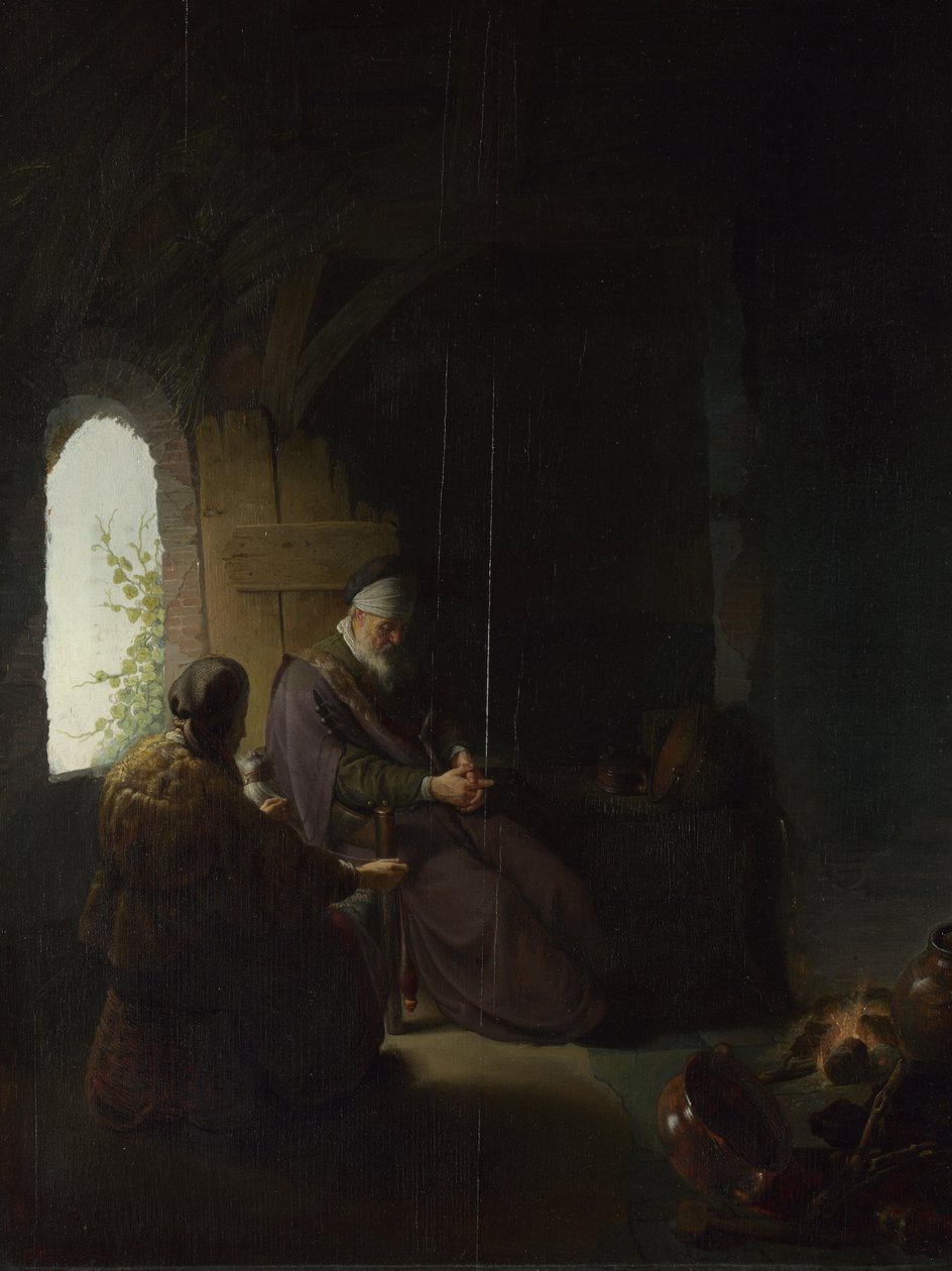 Anna ja sokea Tobit, n. 1630 tekijältä Rembrandt van Rijn