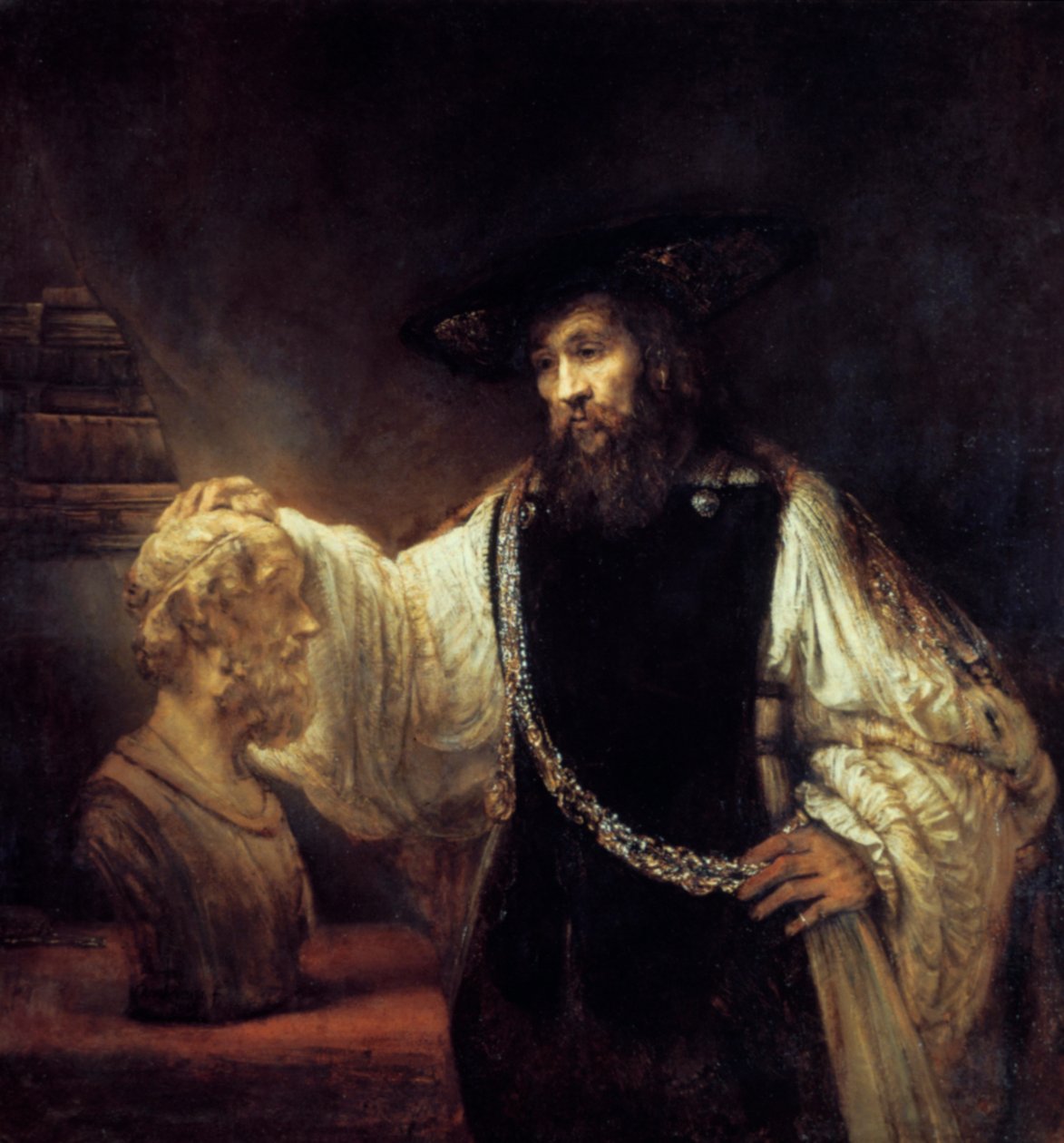 Aristoteles ennen Homerin rintakuvaa, 1653 tekijältä Rembrandt van Rijn