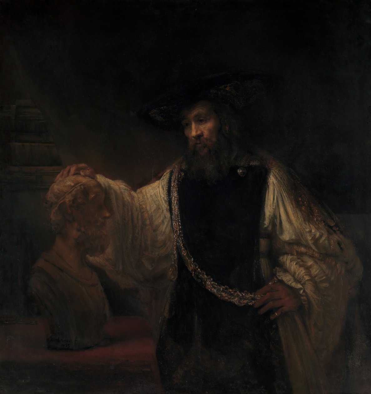 Aristoteles Homeroksen rintakuvalla, 1653. tekijältä Rembrandt van Rijn
