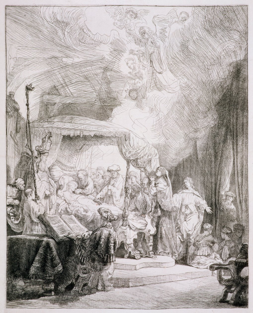 B.99.II Neitsyen kuolema, n. 1639 (etsaus) tekijältä Rembrandt van Rijn