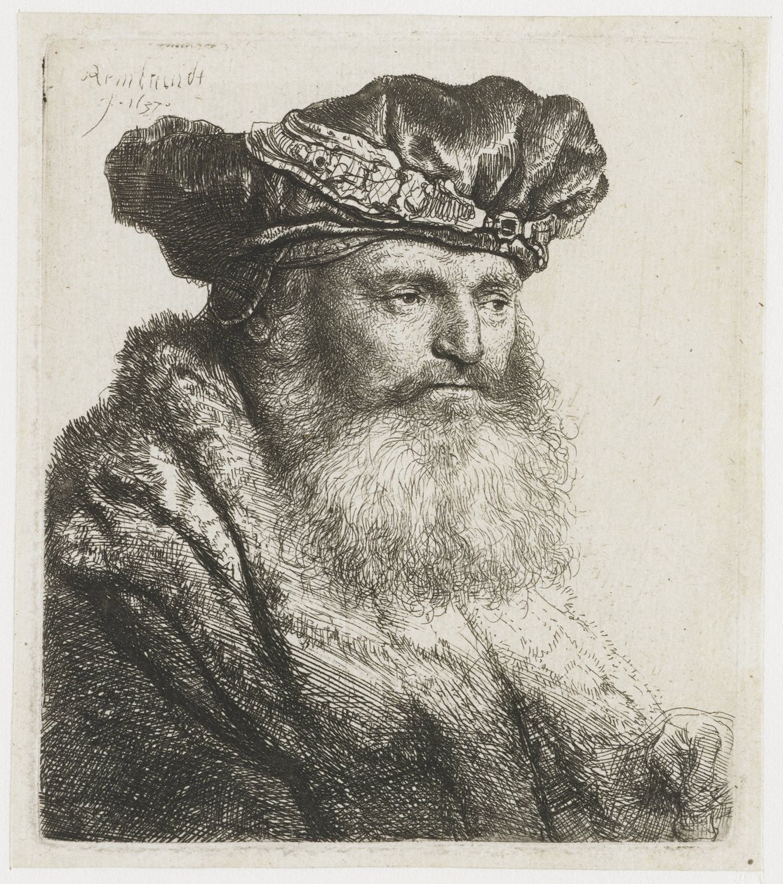 Parrakas mies samettilakissa jalokivilukolla Parrakas mies samettilakissa jalokivilukolla tekijältä Rembrandt van Rijn