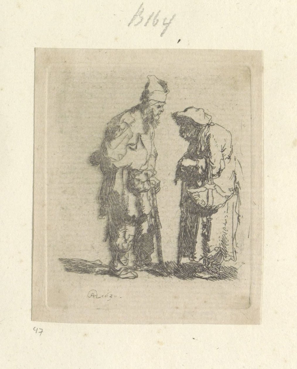 Bedelaar en bedelares in gesprek Kokoelma kahdeksankymmentäviisi alkuperäistä vedosta (sarjan nimi) tekijältä Rembrandt van Rijn