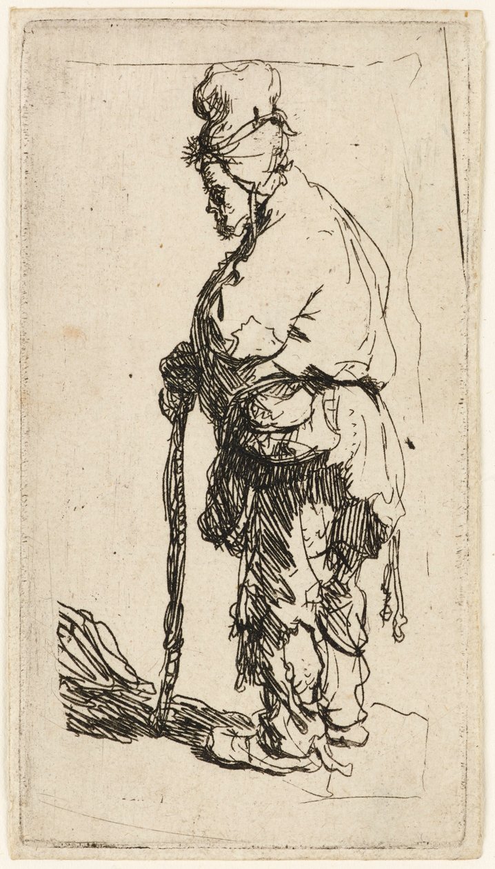 Captaire recolzat en un pal, c.1630. finlandès tekijältä Rembrandt van Rijn