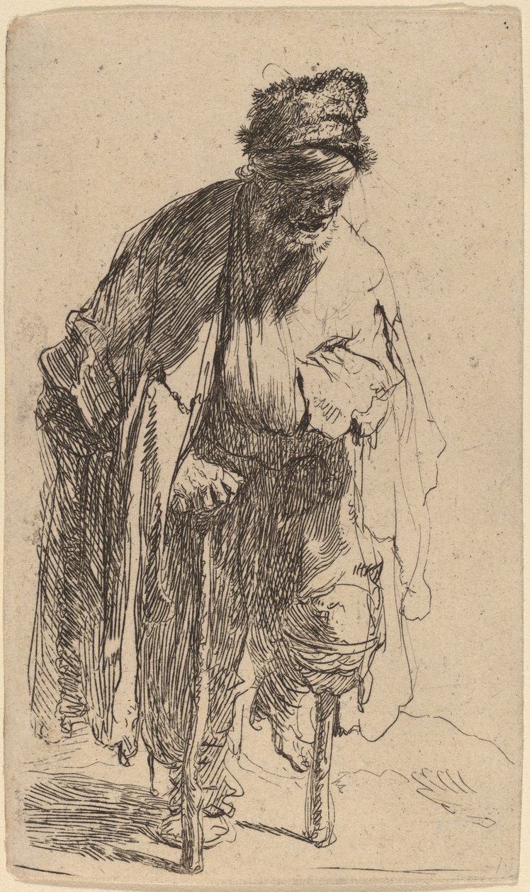Kerjäläinen puisella jalalla tekijältä Rembrandt van Rijn