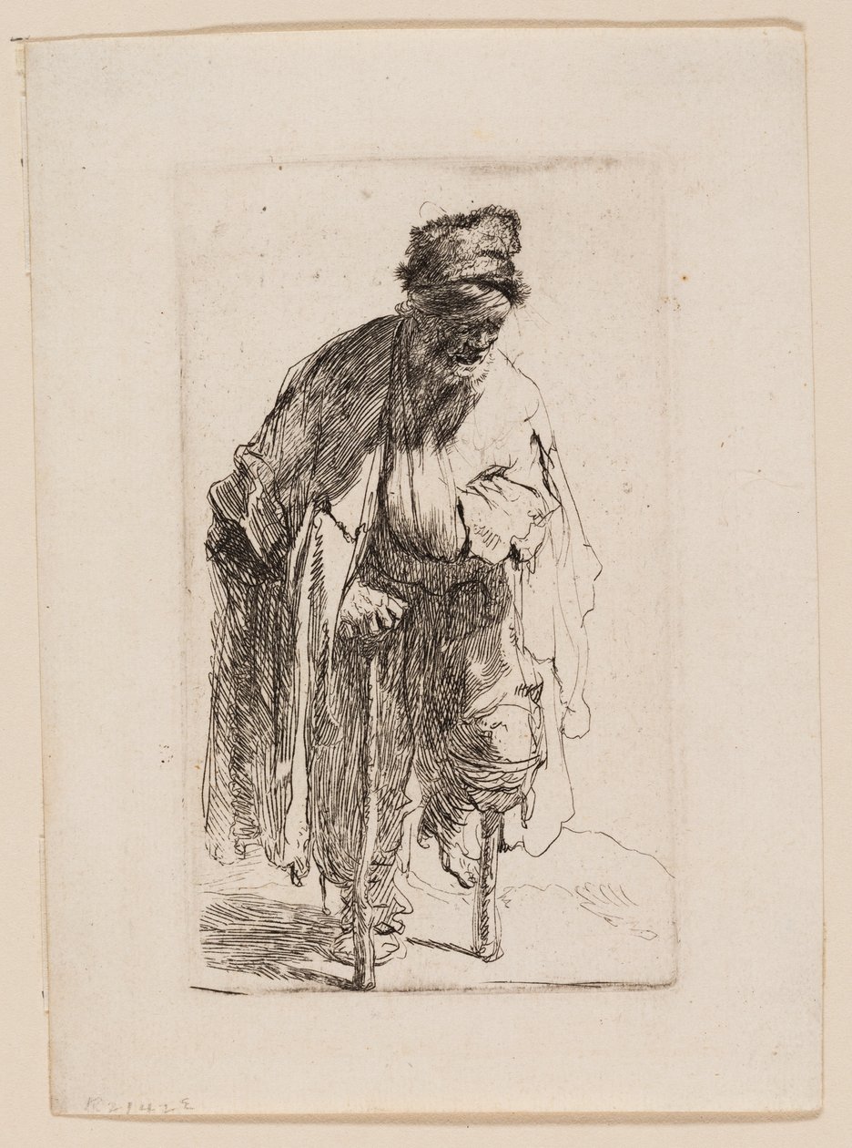 Kerjäläinen puisella jalalla tekijältä Rembrandt van Rijn