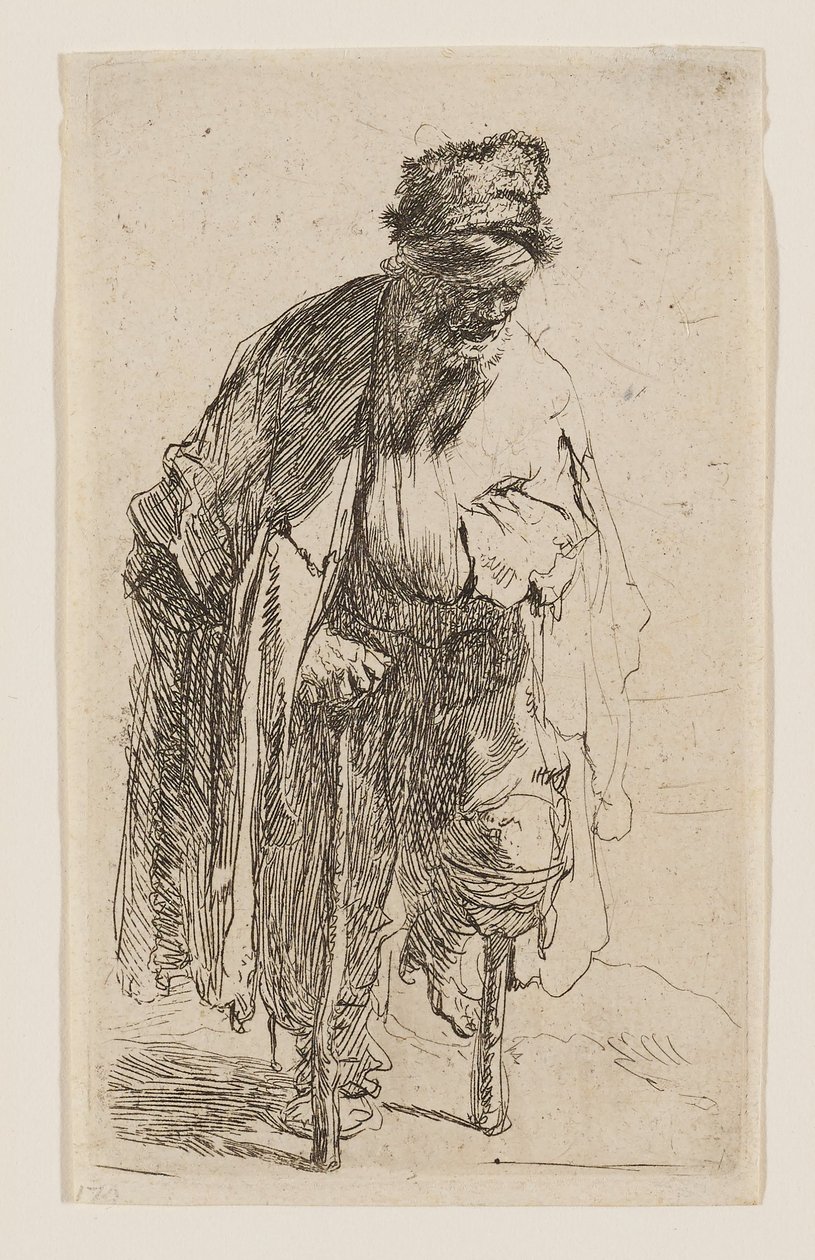 Puujalkainen kerjäläinen tekijältä Rembrandt van Rijn