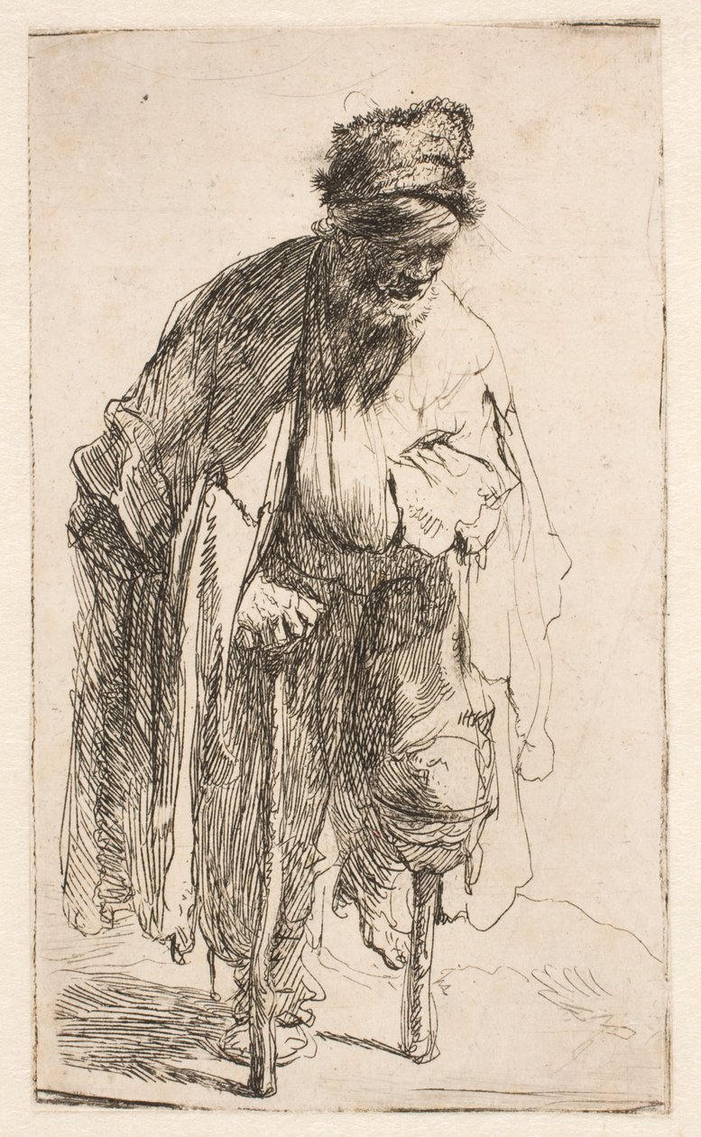 Puujalkaisen kerjäläinen tekijältä Rembrandt van Rijn