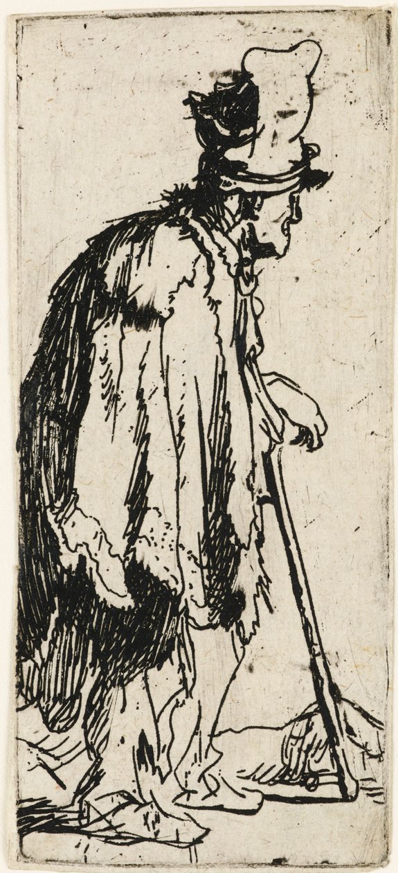 Kerjäläinen kädellä, n. 1629. tekijältä Rembrandt van Rijn