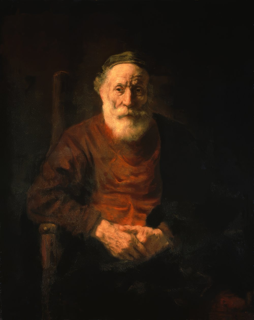 Muotokuva vanhasta miehestä punaisessa kaapussaan tekijältä Rembrandt van Rijn