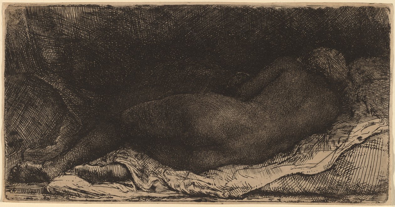 Mulher negra deitada finlandesa tekijältä Rembrandt van Rijn