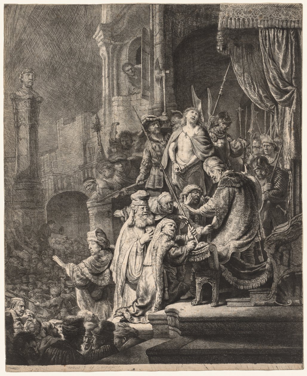 Kristus Pilatuksen edessä: Iso lautanen, 1636. tekijältä Rembrandt van Rijn