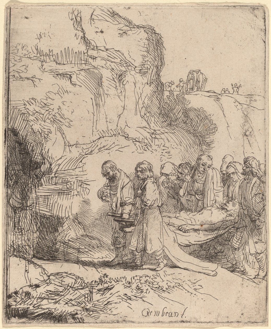 Kristus kannettiin haudalle tekijältä Rembrandt van Rijn