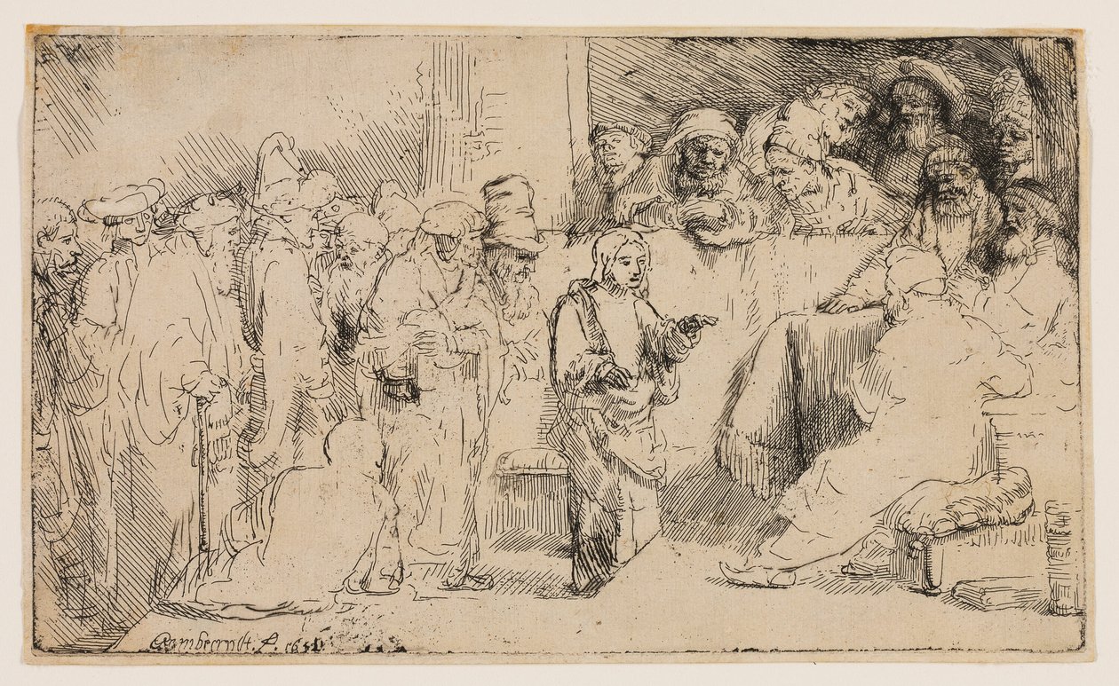 Kristus kiistelee lääkäreiden kanssa: luonnos tekijältä Rembrandt van Rijn