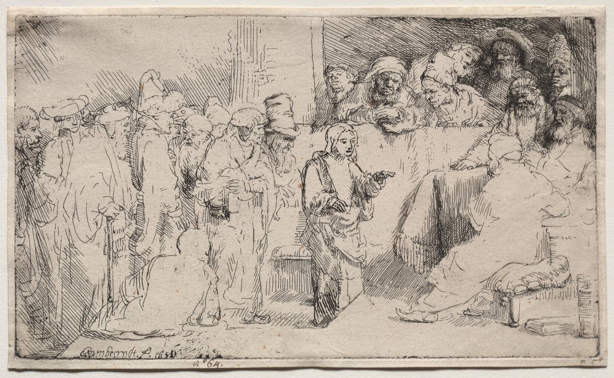 Kristus kiistelee lääkäreiden kanssa: Luonnos, 1652. tekijältä Rembrandt van Rijn