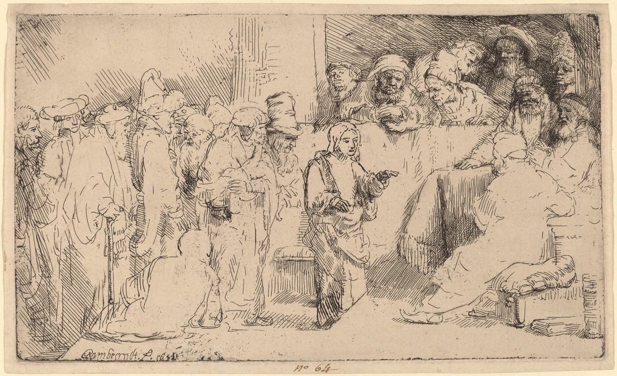 Kristus kiistelee lääkäreiden kanssa: luonnos tekijältä Rembrandt van Rijn