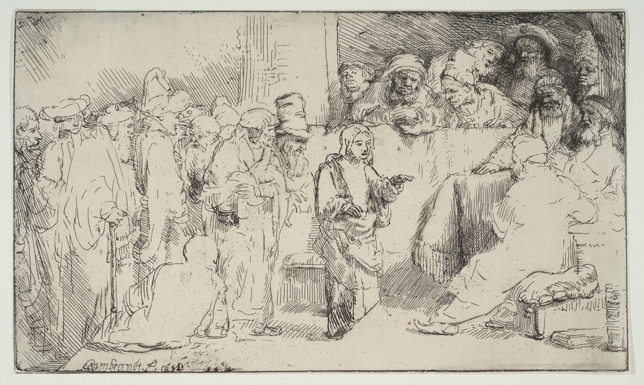 Kristus kiistelee lääkäreiden kanssa, luonnos, 1652. tekijältä Rembrandt van Rijn