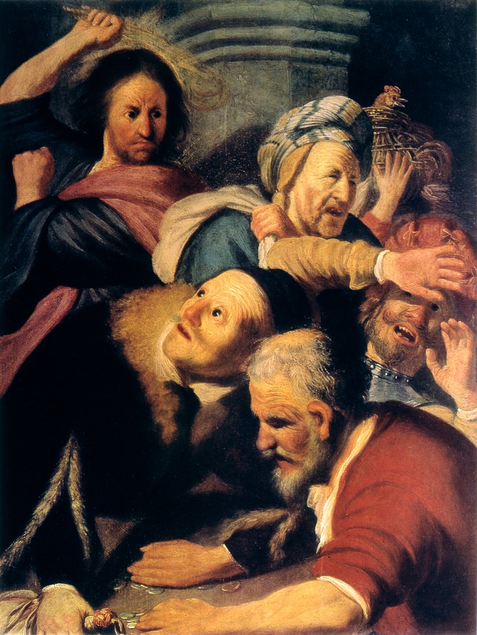 Kristus ajaa rahanvaihtajat temppelistä, 1626 tekijältä Rembrandt van Rijn