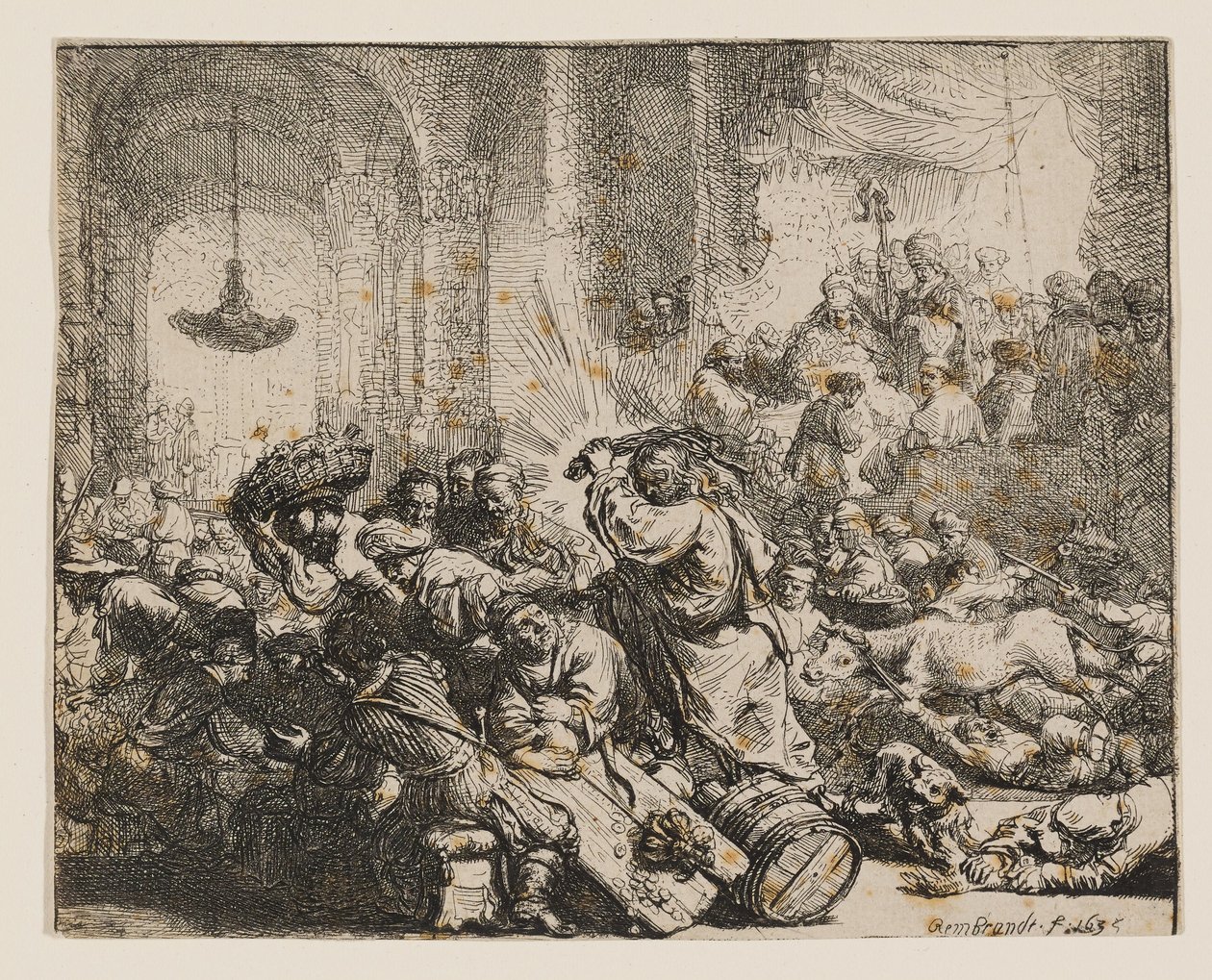 Kristus ajaa rahanvaihtajat temppelistä tekijältä Rembrandt van Rijn