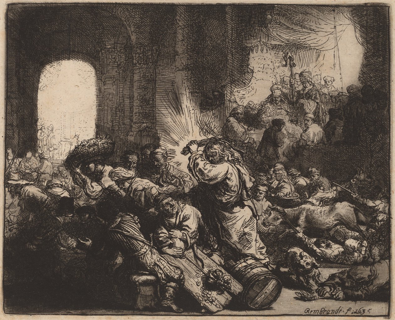 Kristus ajoi rahanvaihtajat temppelistä tekijältä Rembrandt van Rijn