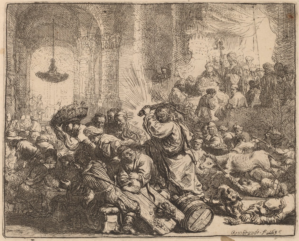 Kristus ajoi rahanvaihtajat temppelistä tekijältä Rembrandt van Rijn