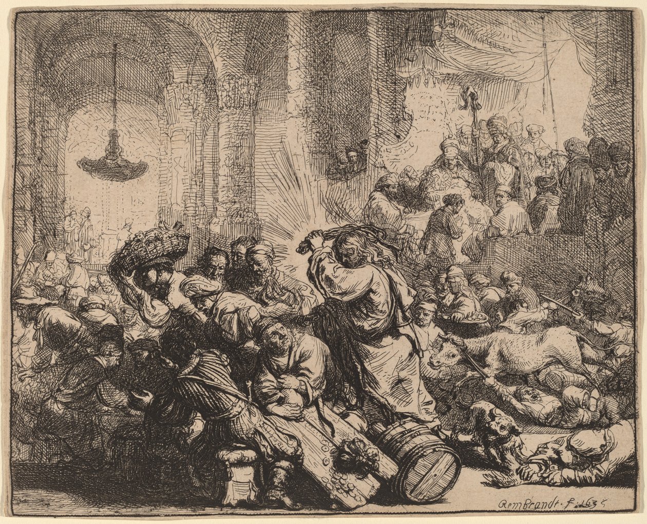 Kristus ajoi rahanvaihtajat temppelistä tekijältä Rembrandt van Rijn