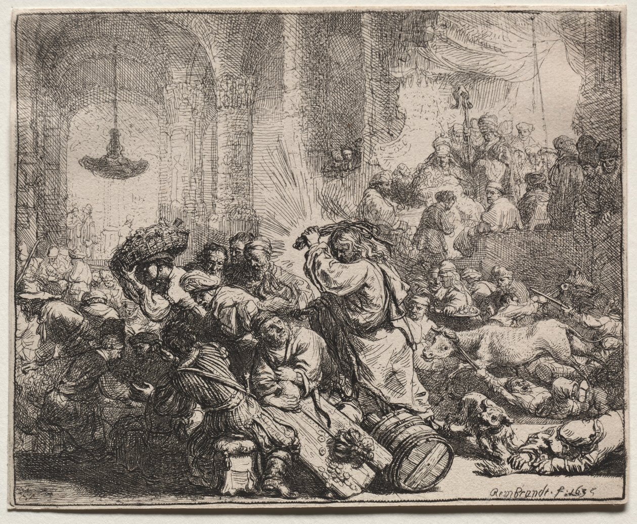 Kristus ajoi rahanvaihtajat temppelistä tekijältä Rembrandt van Rijn
