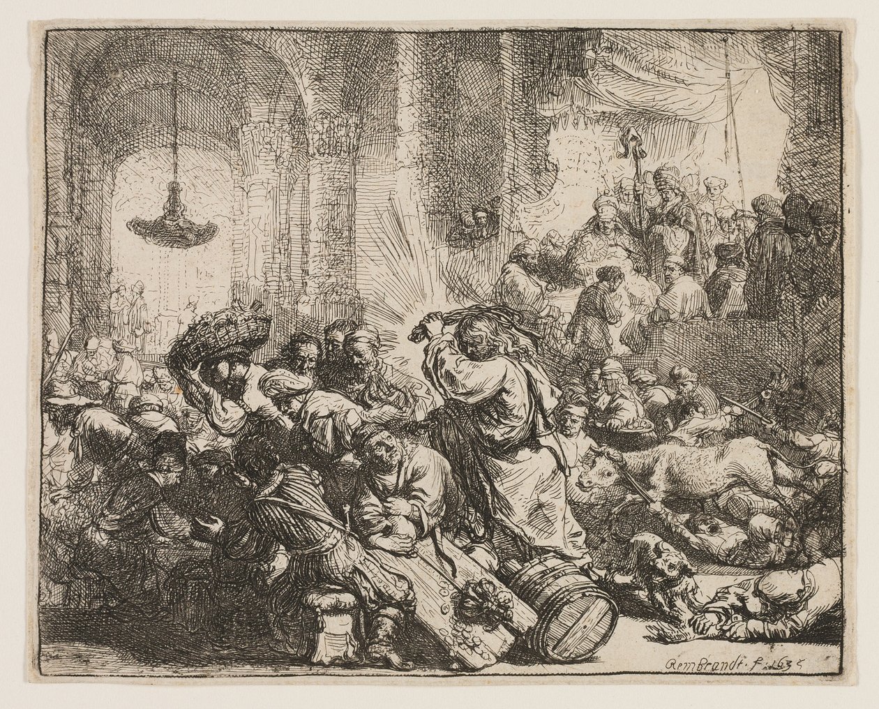 Kristus ajoi rahanvaihtajat temppelistä tekijältä Rembrandt van Rijn
