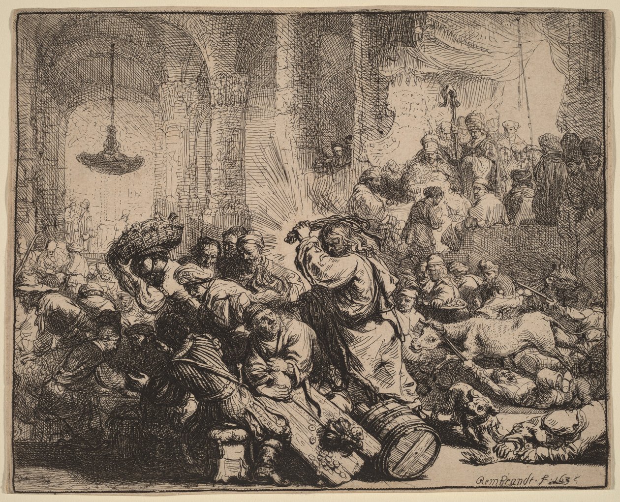 Kristus ajaa rahanvaihtajat temppelistä tekijältä Rembrandt van Rijn