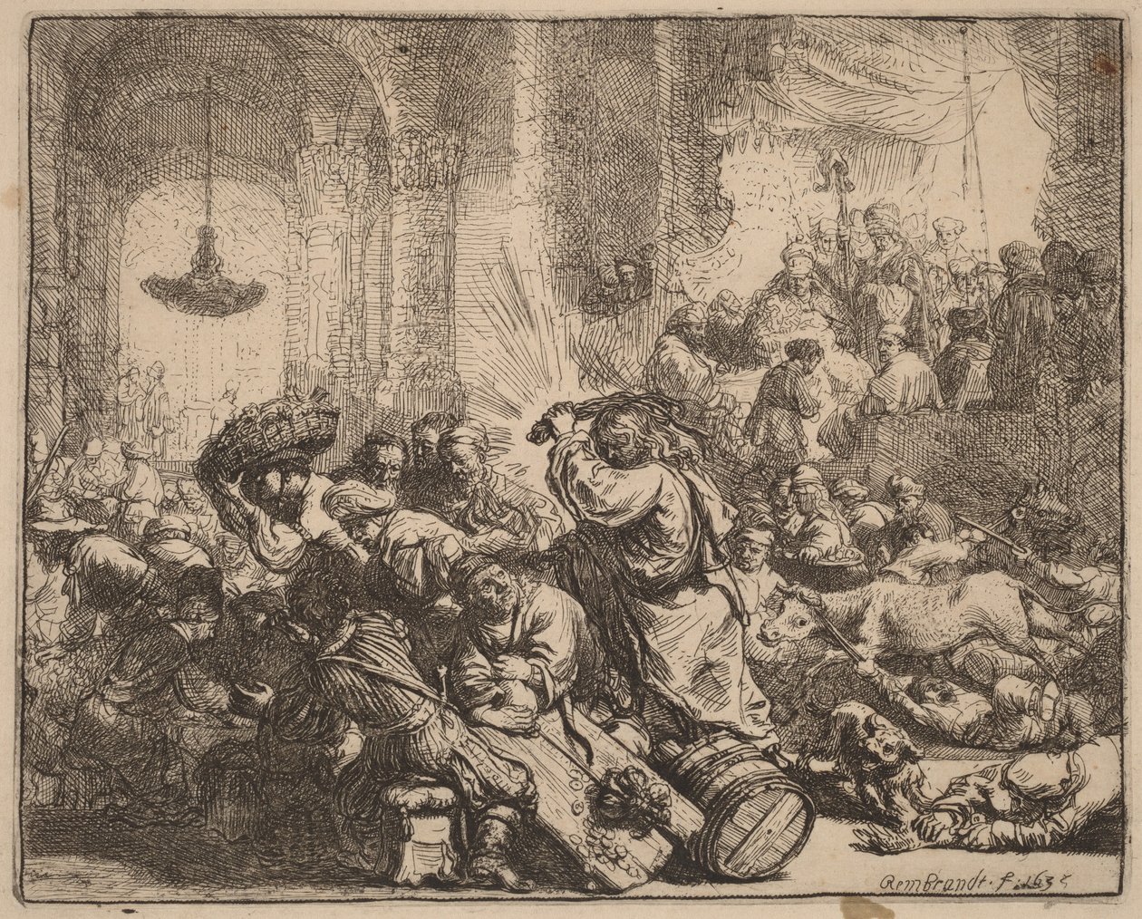 Kristus ajaa rahanvaihtajat temppelistä tekijältä Rembrandt van Rijn