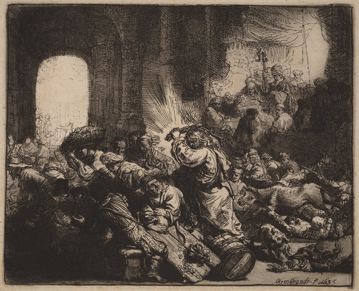 Kristus ajaa rahanvaihtajat temppelistä tekijältä Rembrandt van Rijn