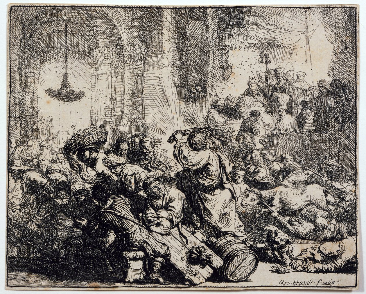 Kristus ajoi rahanvaihtajat temppelistä tekijältä Rembrandt van Rijn