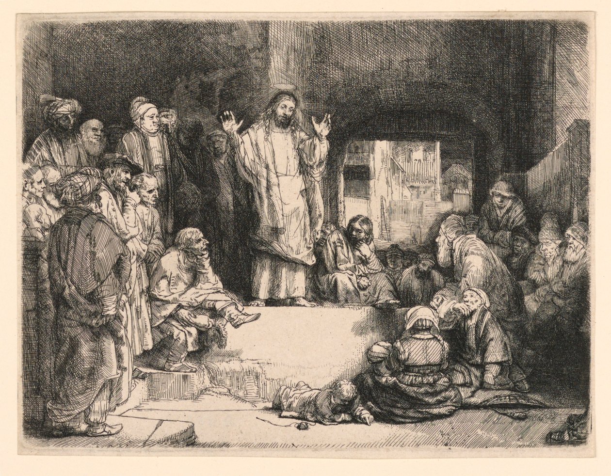 Kristus saarnaa ("La Petit Tombe") tekijältä Rembrandt van Rijn