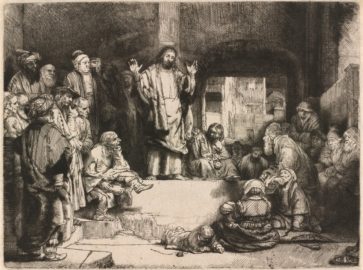 Christ Preaching (Pieni hauta) tekijältä Rembrandt van Rijn
