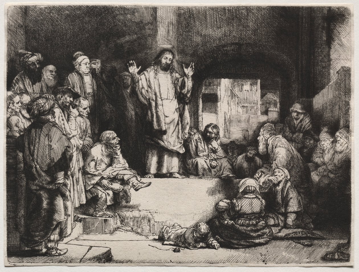 Kristus saarnaa La Petite Tombessa, n. 1657. tekijältä Rembrandt van Rijn