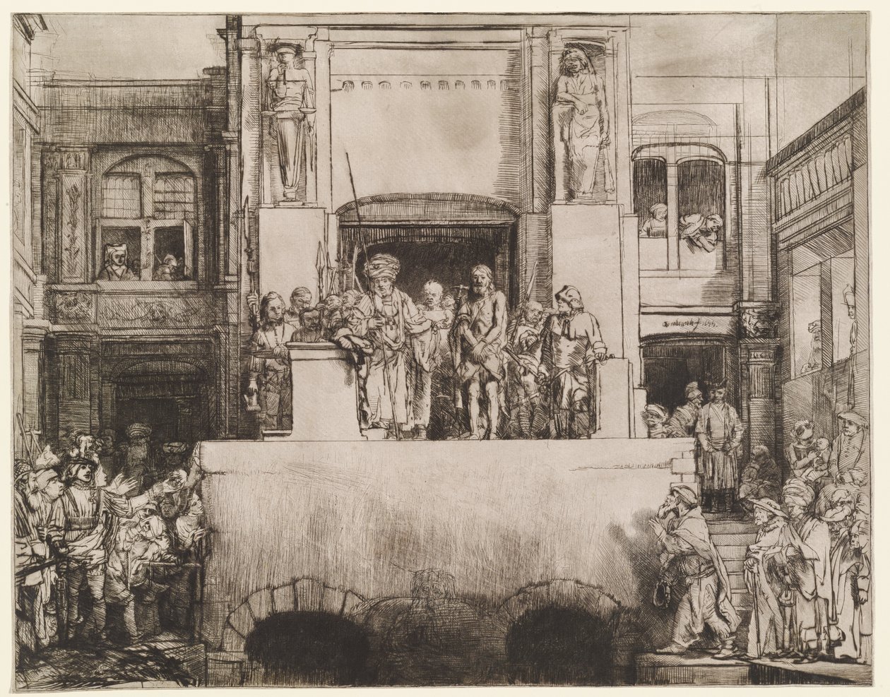 Kristus esitellään kansalle (Ecce Homo) tekijältä Rembrandt van Rijn