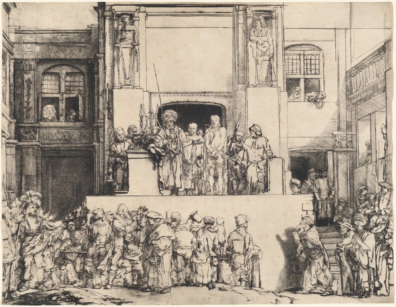 Kristus esiteltiin ihmisille: pitkänomainen levy tekijältä Rembrandt van Rijn