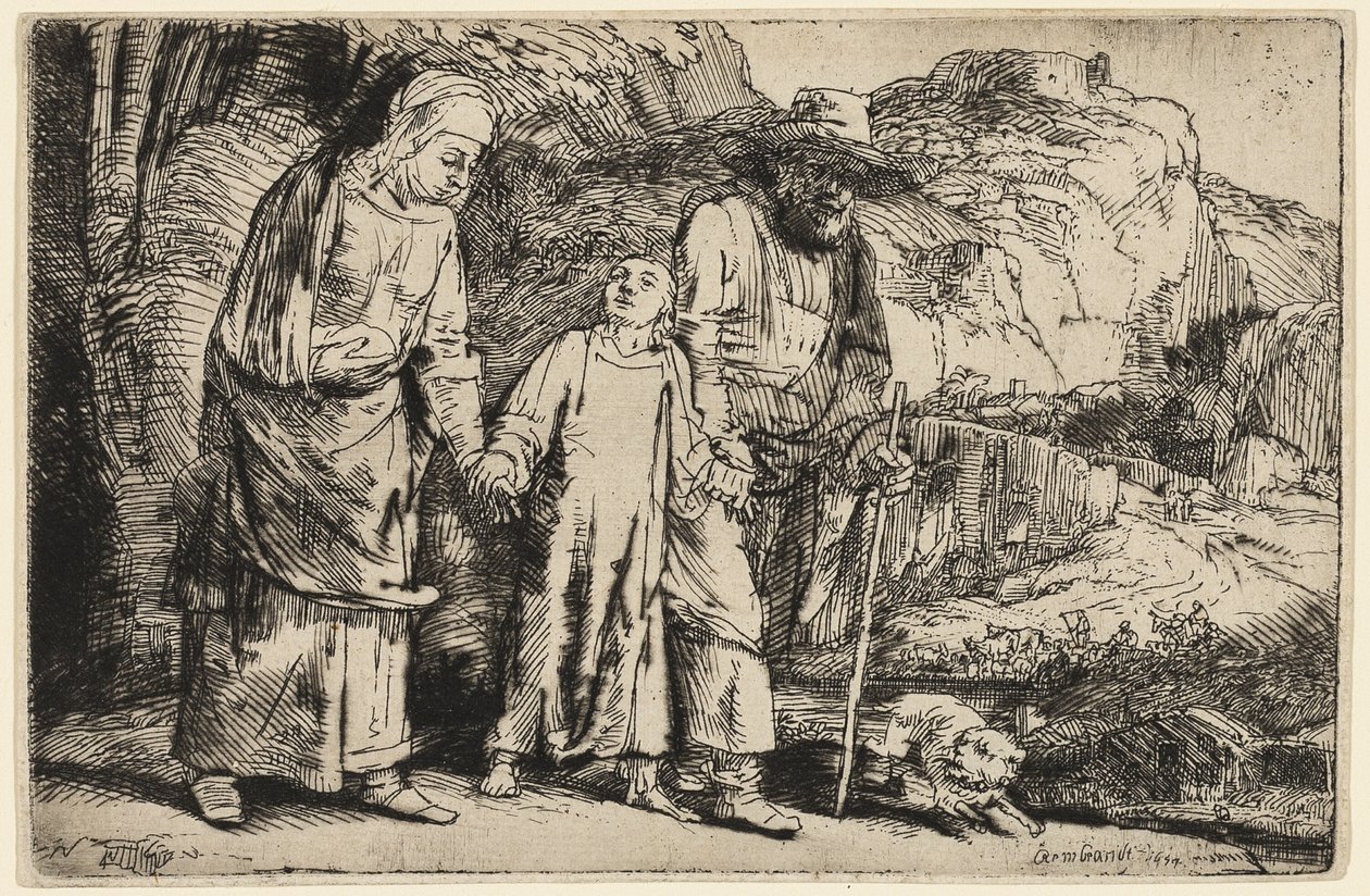 Kristus palaamassa temppelistä vanhempiensa kanssa tekijältä Rembrandt van Rijn